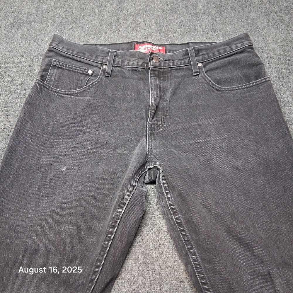 VTG Arizona Jeans Black Denim Jeans Mens Size 36x30 Slim Fit Straight Leg